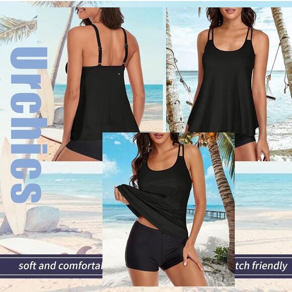 2025 Tankini Swimsuits Tummy Control Flowy Swimwear Two Piece Boyshorts NWT S - Picture 2 of 4